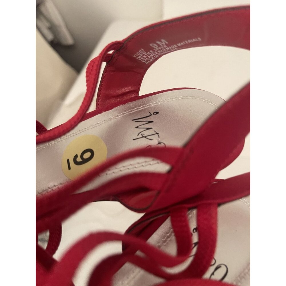 IMPO Red Vicci Strappy Wedge Sandals Heels Women's Size 9 Holiday Valentine - Picture 8 of 8